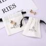 Custom Logo Printing Brush Canvas Drawstring Jewelry Bag Ring Earring Necklace Bracelet Gift Storage Jewelry Pouch