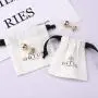 Custom Logo Printing Brush Canvas Drawstring Jewelry Bag Ring Earring Necklace Bracelet Gift Storage Jewelry Pouch