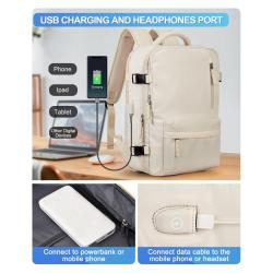 ZF075 Travel Shoulder Bag Female Luggage Leisure Simple Nylon Backpack Business Trip College Students Schoolbag Computer Bag USB