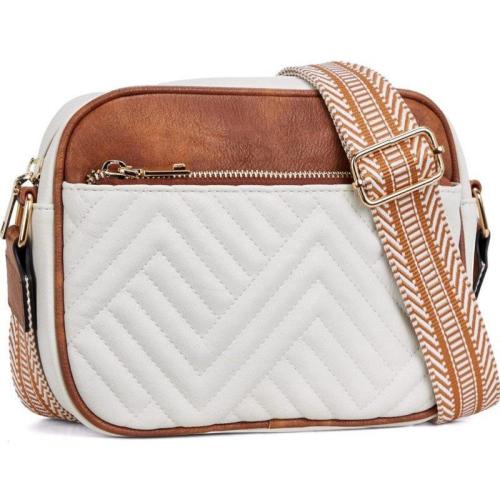 Wholesale multi-zipper small cross body bag custom logo wide shoulder strap mobile phone wallet leather shoulder bag for ladies