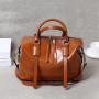 wholesale 2024 Vintage fashion travel Bag wax cowhide  boston tote bag Fashionable women's leather shoulder bags