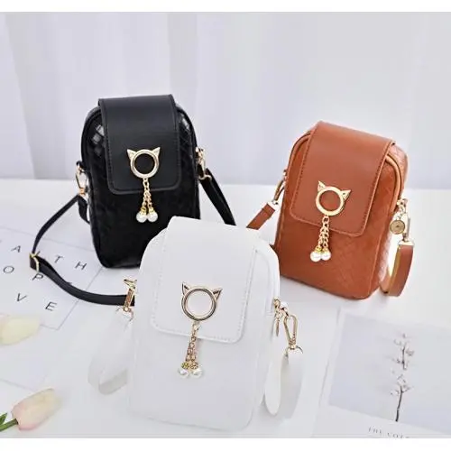 2024 Phone Bags for Women Pearl Tassel Cover Type Female Handbag Single Shoulder Bag Crossbody Bag High Quality PU Polyester