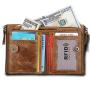 ZR682 Genuine Leather Men Wallet Coin Purse Small Card Holder Vintage Wallets RFID Blocking High Quality Wallet Customized logo