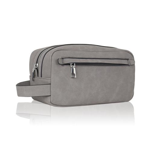 Factory wholesale pu leather makeup bag men toiletry bag leather travel cosmetic bag