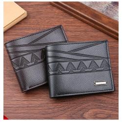 Men's short wallet, money clip, fashionable embossed horizontal soft leather wallet, large capacity and multi-card slot wallet