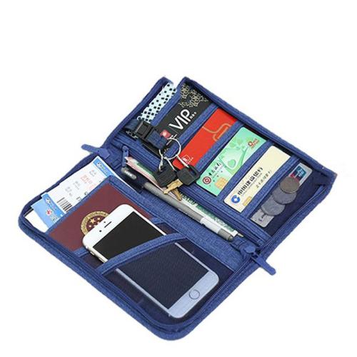 HR246 New Polyester Documents Package Travel Ticket Card Passport Storage Bag Pocket Change Key Receipt Folder Customized LOGO