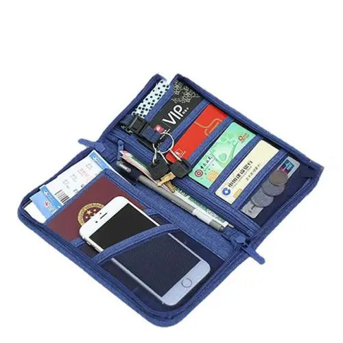 HR246 New Polyester Documents Package Travel Ticket Card Passport Storage Bag Pocket Change Key Receipt Folder Customized LOGO