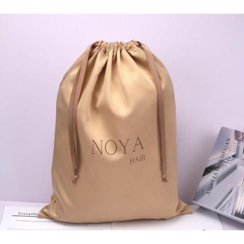 Wholesale Drawstring Gift Thick Satin Silk Hair Extension Packaging Dust Bag With Custom Logo Luxury Dust Satin Pouch