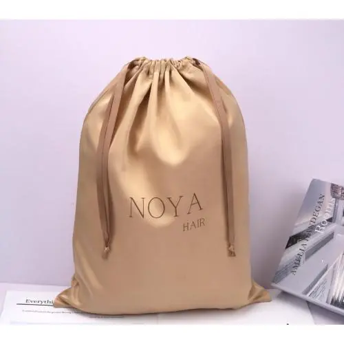 Wholesale Drawstring Gift Thick Satin Silk Hair Extension Packaging Dust Bag With Custom Logo Luxury Dust Satin Pouch