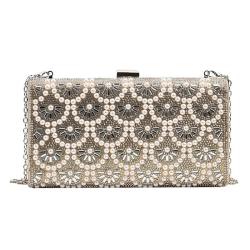 HR517 Clutch Bags for Women Luxury Wedding Vintage PU Simple Chain One Shoulder Fashion Rhinestone Bag Shiny Style Square Bag