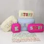 Keymay Bag Custom Letter Patches Hot Pink Cute Travel Makeup Pouch Portable Waterproof Nylon Cosmetic Bags
