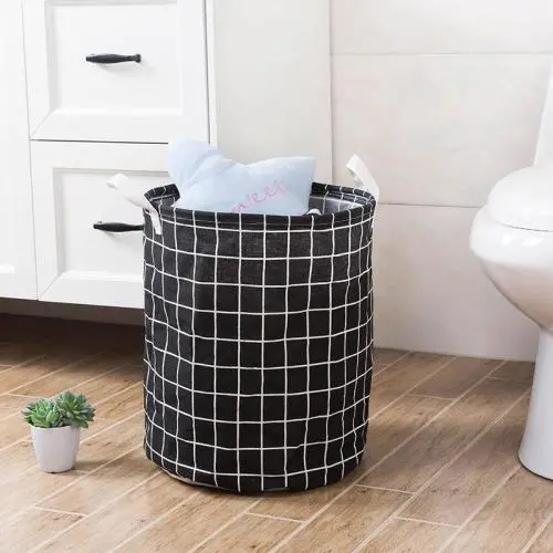 SN038 Fashion Waterproof Portable Foldable Collapsible Laundry Hamper Dirty Clothes Storage Cotton Laundry Basket
