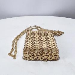 Ladies Mini Evening Bags For Women Luxury Designer Handbags Purses 2024 New Woven From Metal Sheets Hollow Metallic Shoulder