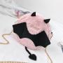 Cute flush bat design girls chain shoulder bag custom lovely fake fur women crossbody bag