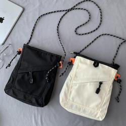 Unisex Small Square Canvas Crossbody Bag Trendy Korean Style Fashion Student Mobile Phone Bag