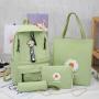 2024 Little Daisy Girl Customs Backpack Canvas Schoolbag Junior High School Student Backpack Simple 4-in-1 Set Bag