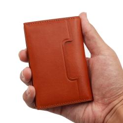 Custom logo men leather credit card holder wallet leather slim card holder wallet for men