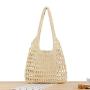 2024 New summer style women's straw shoulder bag hollow simple tote bag seaside beach large capacity bag for women