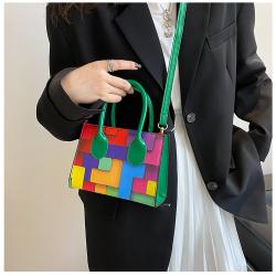 2022 Colorful Tote Bag with Zipper Closure for Lady Fashion Women Handbags PU Leather Cross Body Purse
