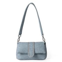 Korean style fashion design metal decoration bag female hundred handbag simple denim fabric shoulder bag