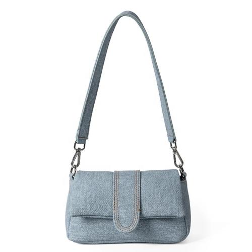 Korean style fashion design metal decoration bag female hundred handbag simple denim fabric shoulder bag