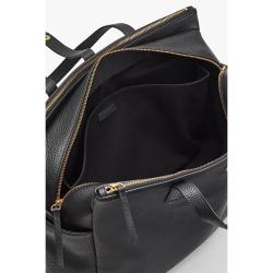 Leather triple zipper overnight bag large zipper compartments travel bag with removable crossbody strap