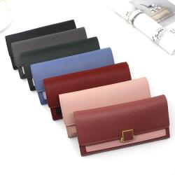 sac tendance 2024 carteras para mujer Long Tri-fold Buckle Coin Purse Wallets Solid Color Multifunction Multicard Holder Wallet