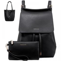 LOVEVOOK Wholesale 2022 customized bags vegan pu leather hand bags fashion 2pc shoulder tote bags women school backpack for lady