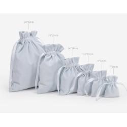 Custom Blank Colorful Veet and Canvas Bunch Flannel Bag Dust-Proof Drawstring Pocket for Jewelry with Ribbon Pocket
