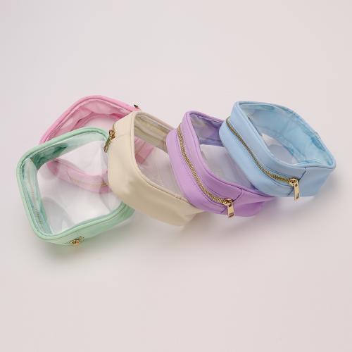 Keymay Multicolor Small Nylon Clear Pouch Portable Organizer Toiletry Bag Transparent Waterproof Cosmetic Bags With Zipper