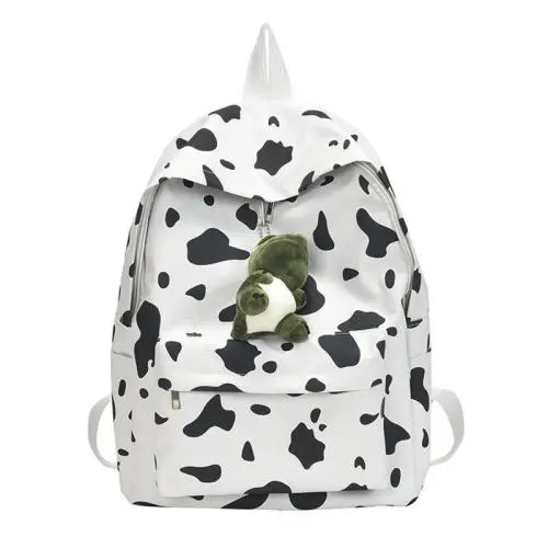 ZR187 2023 Korean Version Of Harajuku Sen Series Girls' Nylon Backpack Versatile Ins Super Fire Cow Pattern Backpack