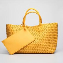 2024 OEM Luxury Designer Handheld Women's Woven Shoulder Bag Handmade Leather Lined Tote Bag with Custom Logo Fac Direct
