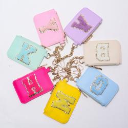 Low MOQ 8 Colors Stock Keymay Small Credit Card Holder Nylon Mini Bag keychain Waterproof Zipper Wallet Coin Purses