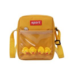 wholesale cheap mini canvas phone messenger bag with clear window custom transparent PVC ita bag