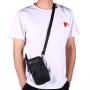 Genuine leather men's outdoor sports waist bag with leather belt