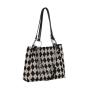 2024 Fashion Women's Tote Bags Wholesale Argyle Patterns Canvas Hot Selling White Black Custom Casual OEM ODM Soft Large Zipper
