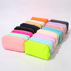 RTS Stock Wholesale Multi Colors Waterproof Nylon Pouch Cosmetic Bag Women Letters Patch DIY Makeup Bag Teens large toiletry bag
