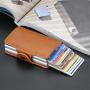 OEM034 Men Wallets Rfid Card Holder Money Bag Male Vintage Black Short Purse Small Aluminum Business Bank Card Slim Wallets