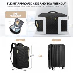 LOVEVOOK 40l quilted carry on flight approved expandable travel backpack for women men laptop business travel backpack bags