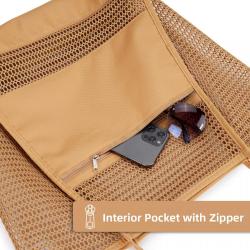LX073 Summer Travel Mesh Beach Bag for Beach Vacation Swimming Family Travel Essentials Mesh Beach Tote Bag for Women