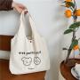 Wholesale Simple Illustration Printed Shoulder Bag Dual Purpose Portable Large Capacity Casual Shopping Handbag