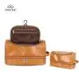 2024 Daily ins Pu Leather Double Layer Toiletry Bag With Hook Portable Travel Brush Organizer Pouch
