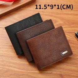 Men's Casual Short Leather Wallet Waterproof with Open Closure Wholesale Stock for Cross-Border Business