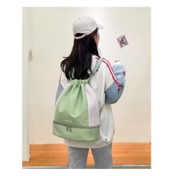 Large Swimming Nylon Bag Drawstring Swim Gym Backpack with Separated Dry and Wet Compartments