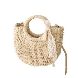 2024 new Straw braided bag fashion women's bag beach braided paper rope bag new wave dot handbag
