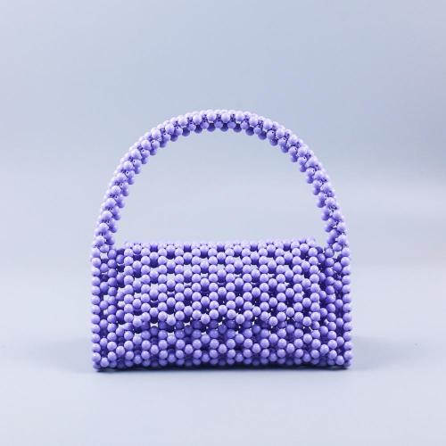 Custom acrylic resin woven beads shoulder hand bag Logo Wholesale Colorful  Pink American Bead Purse Phone Bag Pearl Beaded Bags
