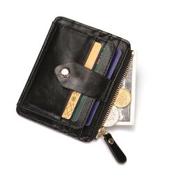 CUIKCA New Fashion PU Leather Zipper Coins Purse Key Men Slim Wallet Money Clip Business ID Credit Card Holder Bank Card Case