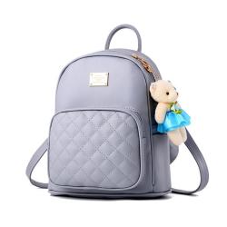 New Stylish Women's Leather Backpack Cute Mini Design Fashionable PU Lining Zipper Button Closures Two Handles College Travel