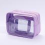 Keymay Popular Custom Logo 5 Colors 4 Sizes Portable Waterproof Transparent Clear Pvc Makeup Toiletry Bag Clear Cosmetic Bag
