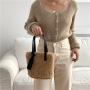 New Fashion Plain Tote Bag Luxury High Quality Soft Plush Hand Bag Simple Lovely Small Faux Fur Tote Bag